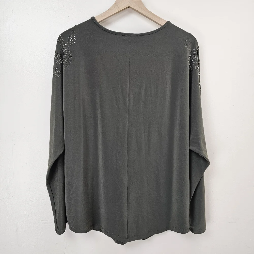 Joseph Ribkoff Women's Avocado Rhinestone Top Size 14 - Picture 3 of 7